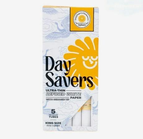 DaySavers 109mm PreRolled Tubes w/ Ceramic Tip Display Box Rolling Papers + Tips [5pk]