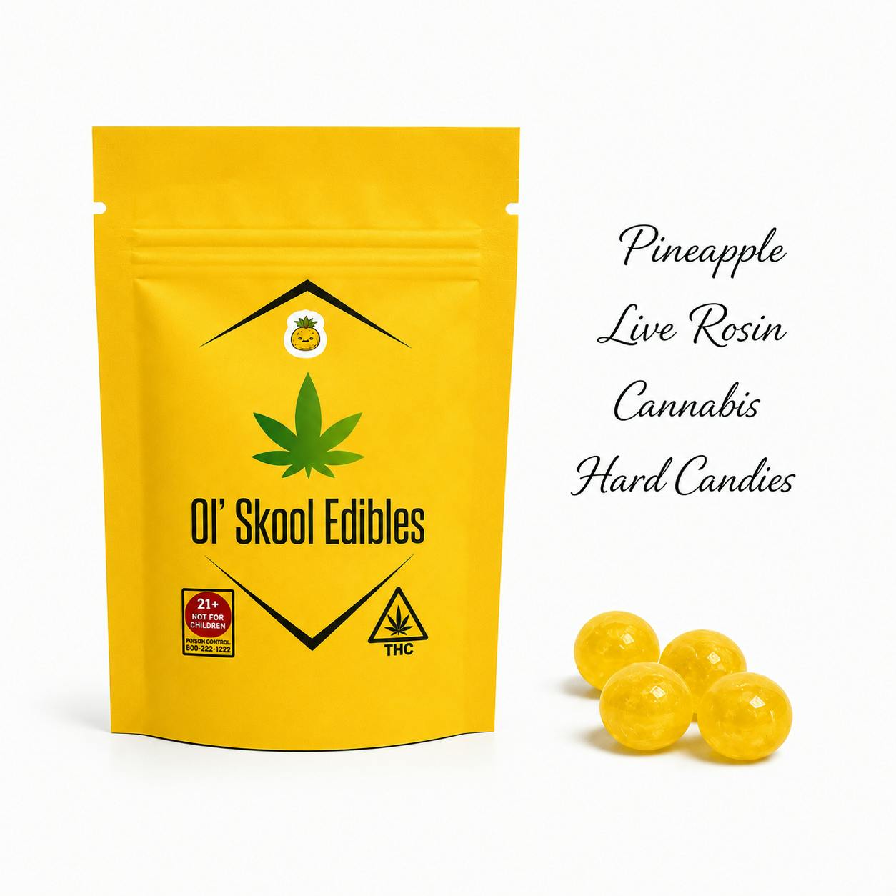 Ol' Skool | Pineapple Jolly Drop | 5mg THC | 10ct