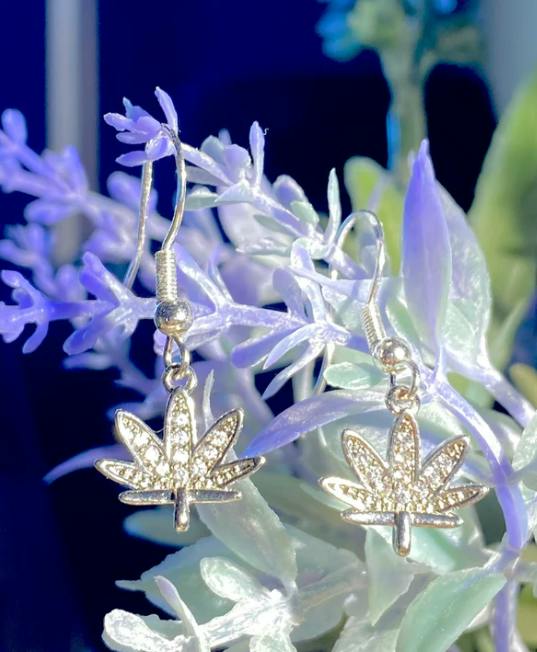 EARRINGS | STAY HIGH LEAF JEWELED