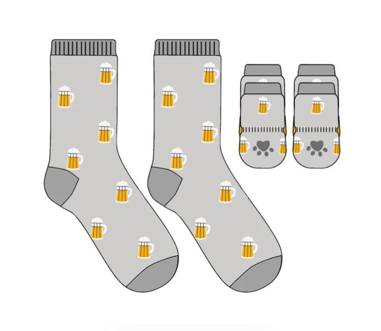 PET & OWNER MATCHING SOCKS | GREY BEER MUGS