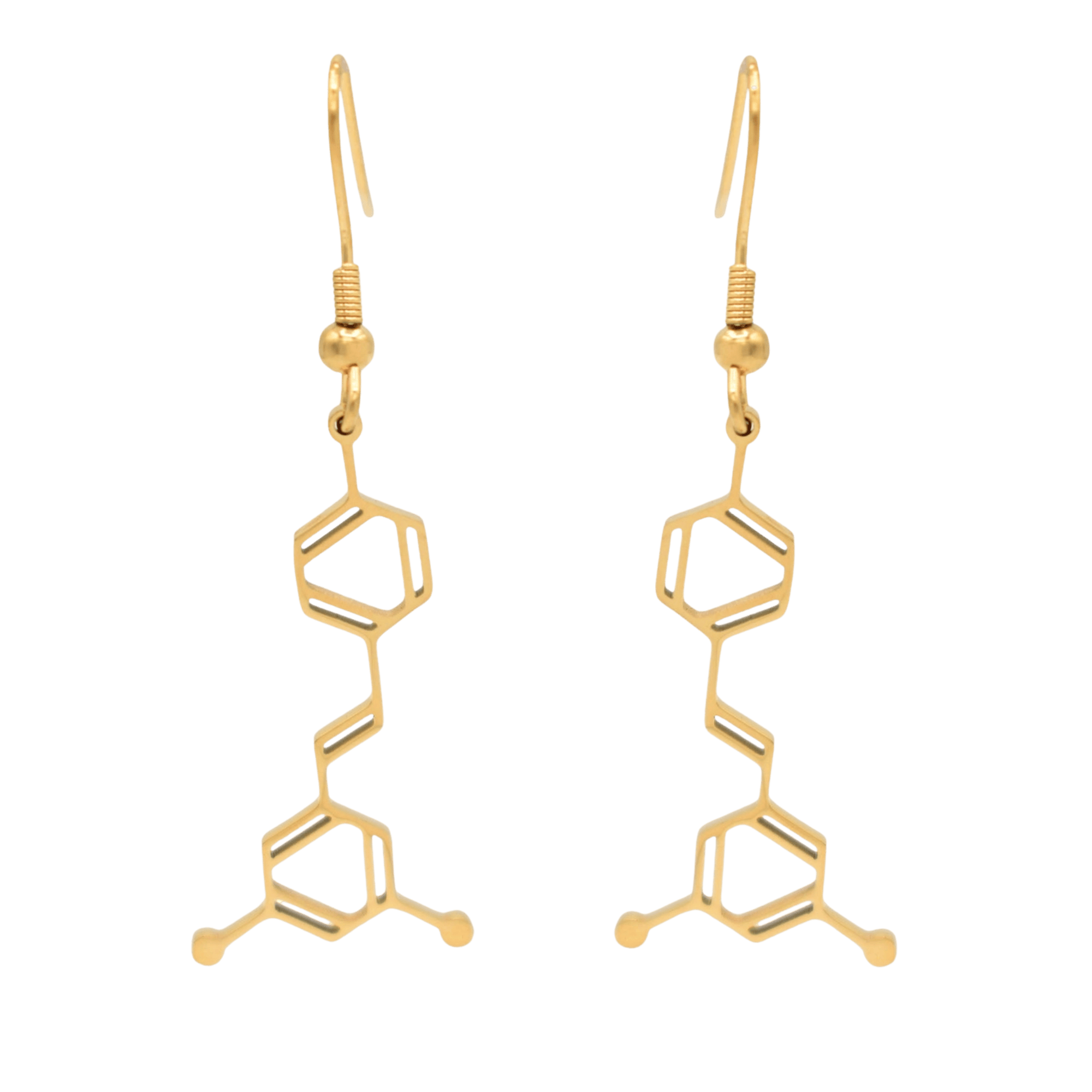 EARRINGS | WINE RESVERATROL MOLECULE | GOLD