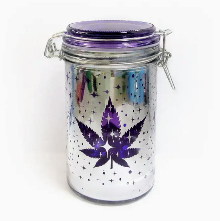 STASH JAR | METALLIC PURPLE LEAF | XL