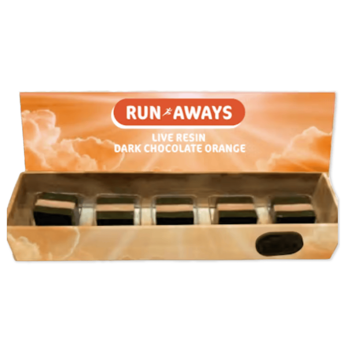 CHOCOLATE | LIVE RESIN | RUN AWAY | DARK CHOCOLATE ORANGE | 100MG | 5PK