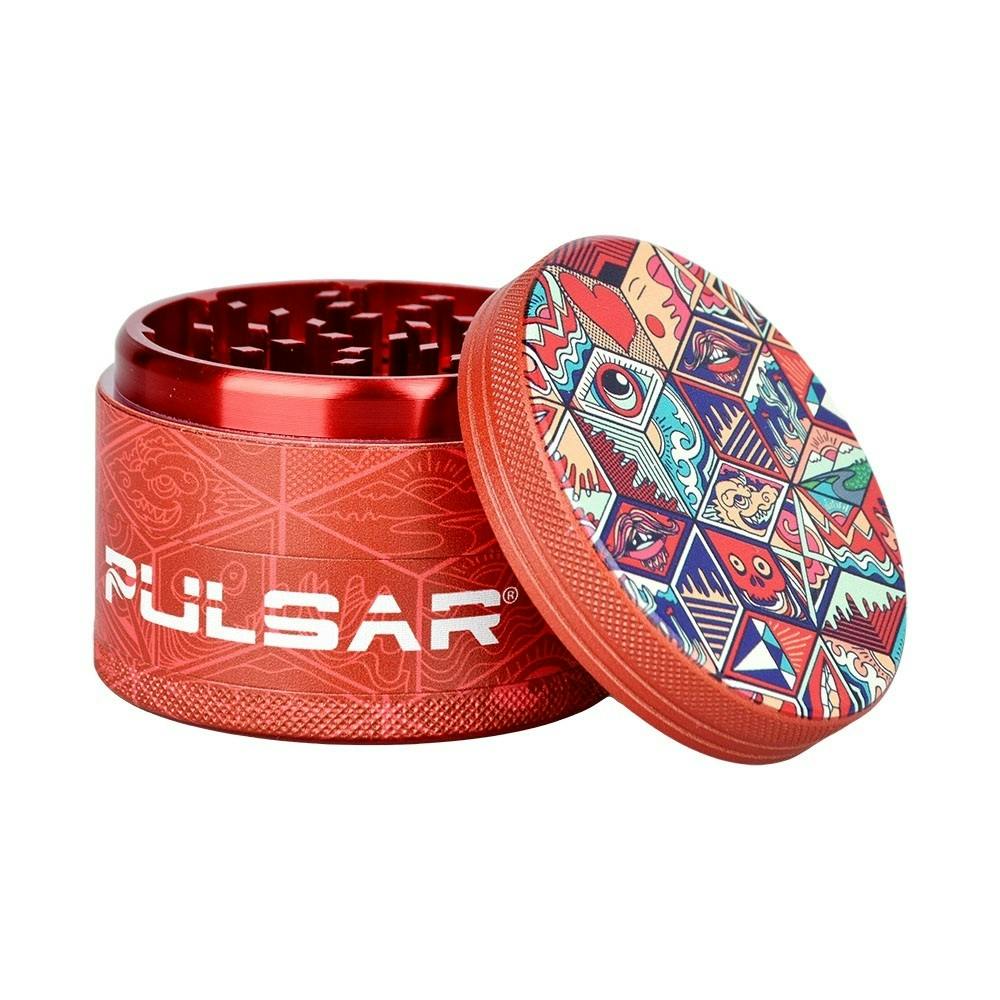 Pulsar - 4 Piece Grinder - Design Series w/ Side Art Symbolic Tiles - 2.5"
