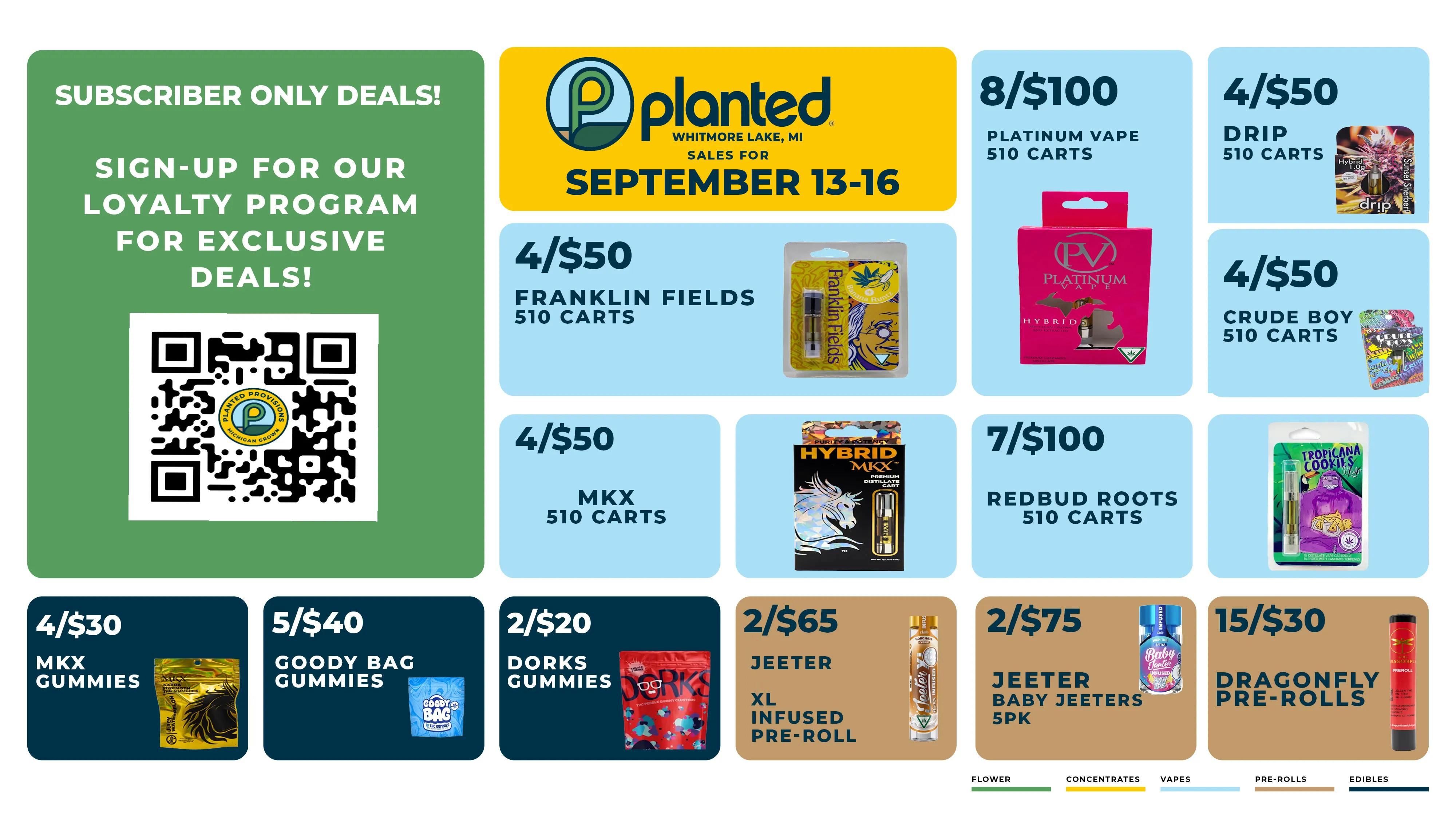 Carts, PreRolls, Savings at Planted Provisioning Delivery Howell