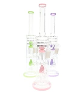 14" Stemless GoG Neon Straight Shooter with Multi Percs