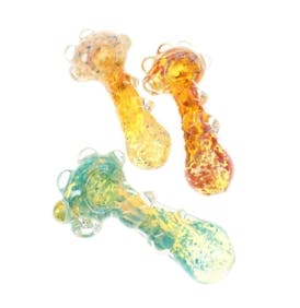 4.5" Silver Fumed Frit Color Changing Marble Glass Pipe