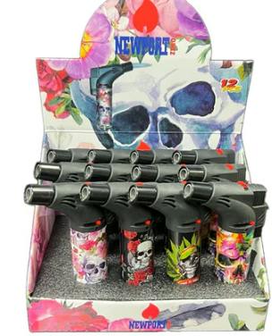 Newport Zero Single Windproof Torch Lighter Skulls