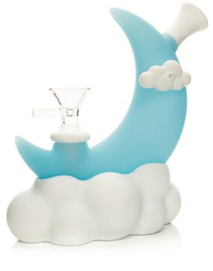 LIT Silicone 6.5" Moon Water Pipe W/Glass Pull Out