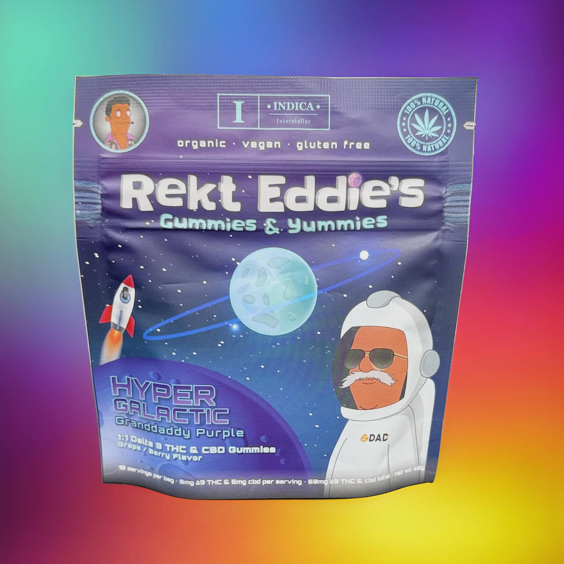 Rekt Eddie's Granddaddy Purple (Indica) Grape/Berry THC Gummies - Regular
