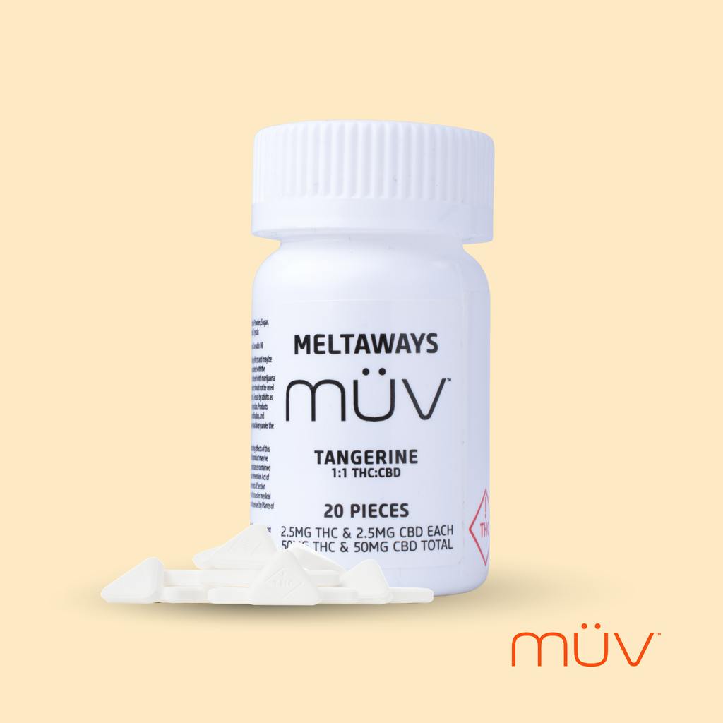 MÜV Tangerine 1:1 CBD:THC Meltaways 100mg [20-Pack] at MÜV Cannabis Dispensary