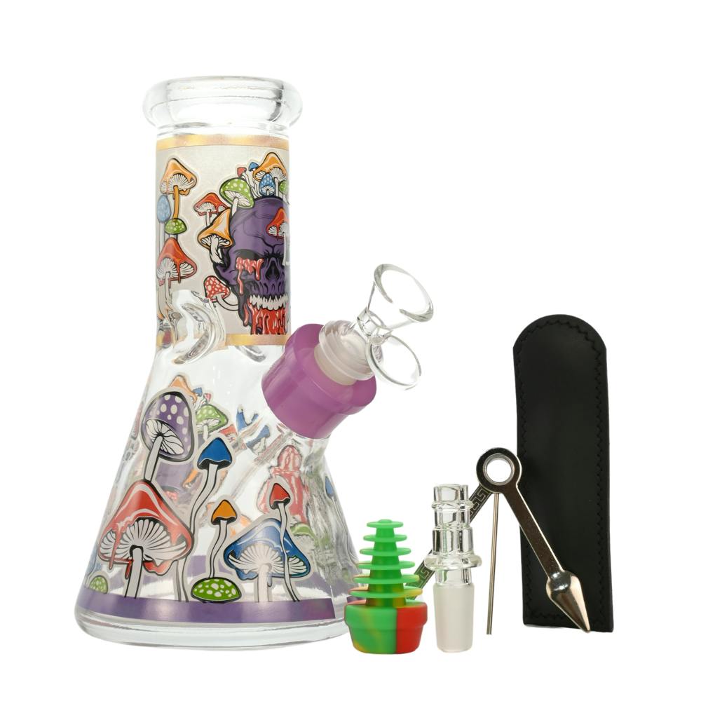 Arsenal Bongs - 8" Psychedelic Mushroom 6-in-1 Glass Beaker Kit