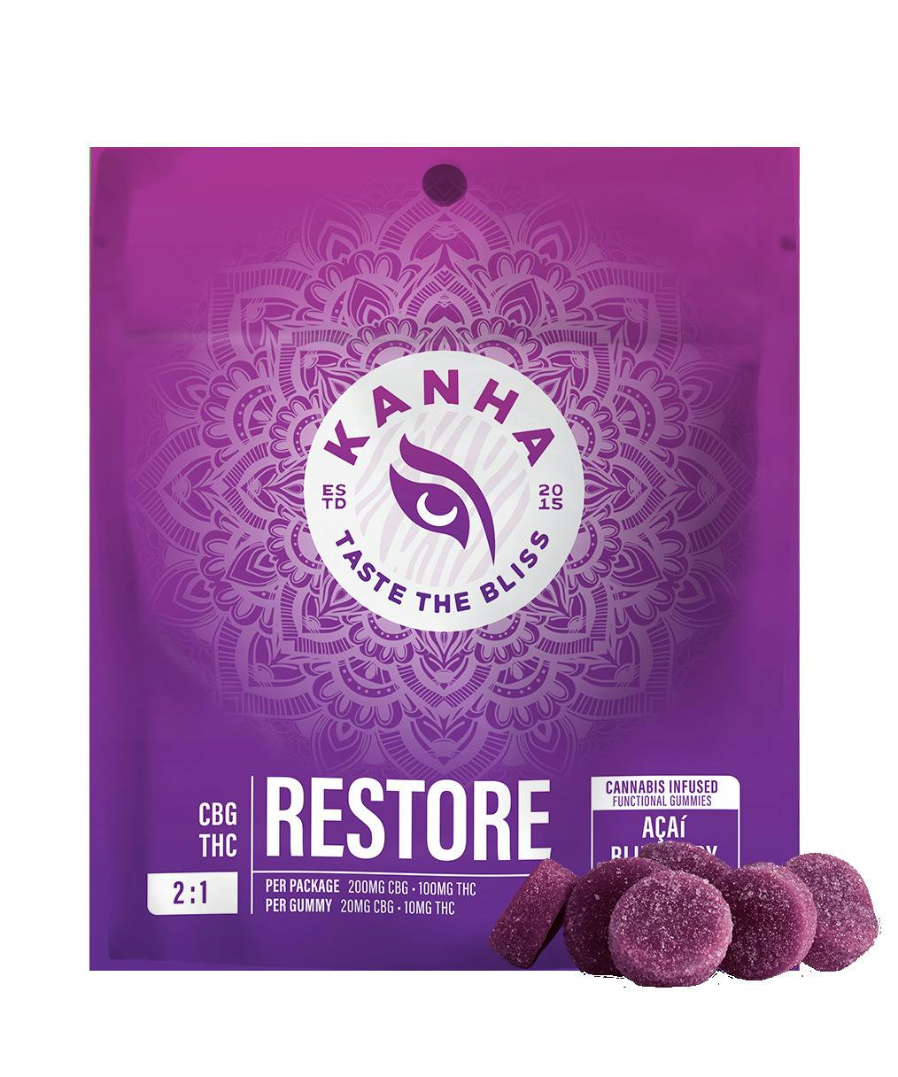 Restore Acai Blueberry (2:1 CBG:THC) NANO Gummies [10pk]