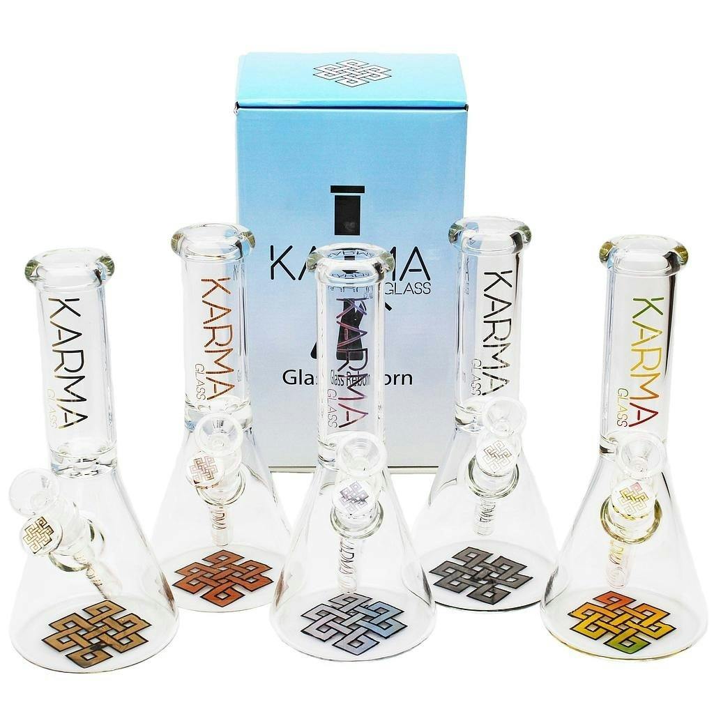 Karma - 9" Glass Bong - Skinny Beaker