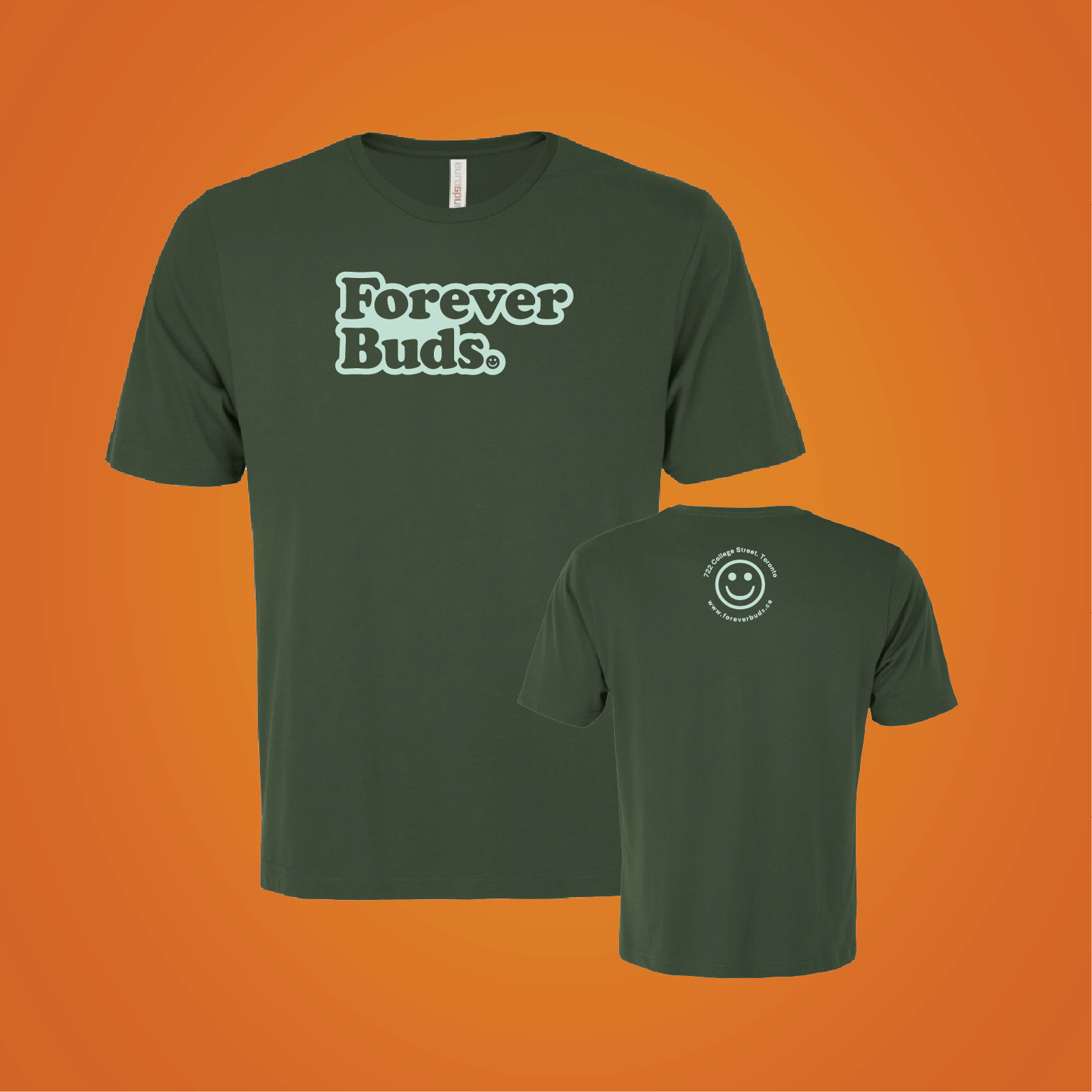 Forever Buds T-Shirt - Stacked Logo - Forest Green Medium