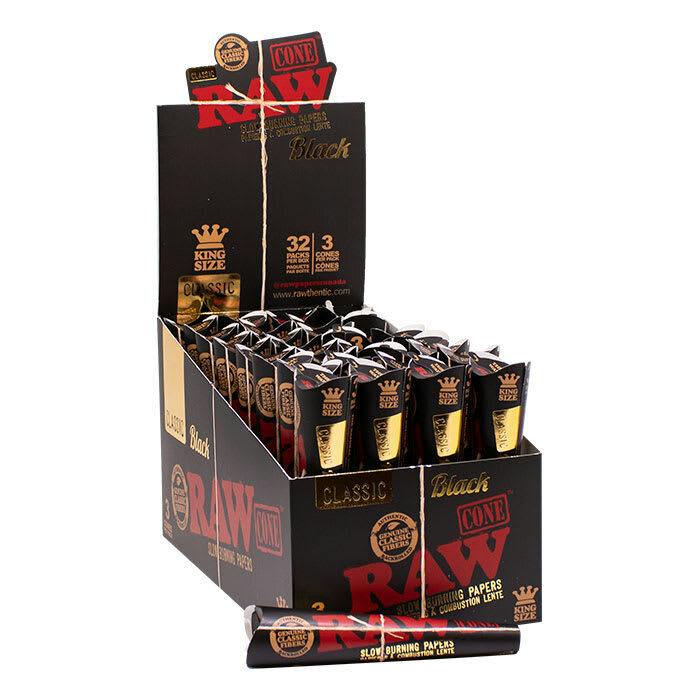 Raw Black King Size Pre-Rolled Cones (3 pack)