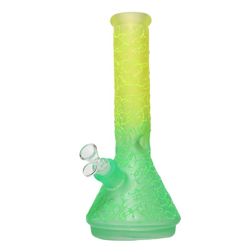 14" 7mm Green Arsenal Scribble Art Beaker Bong