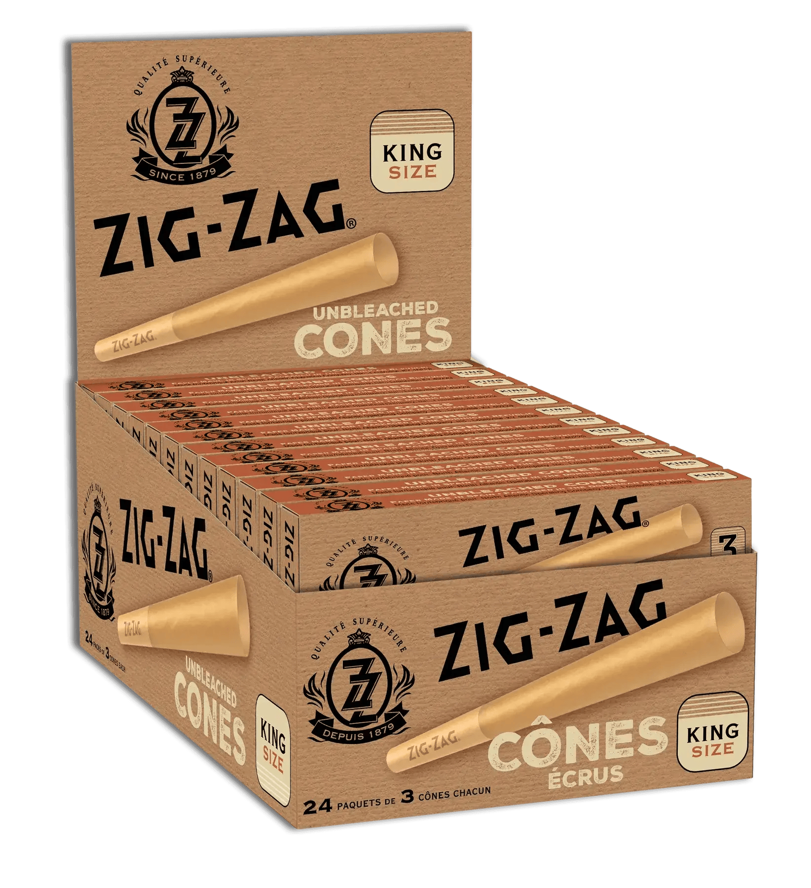 Zig-Zag Unbleached King Size Cones 3 Pack