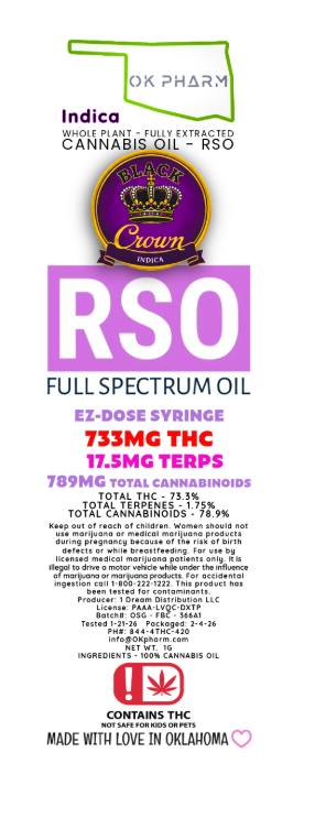 RSO Strain Specific - Black Crown