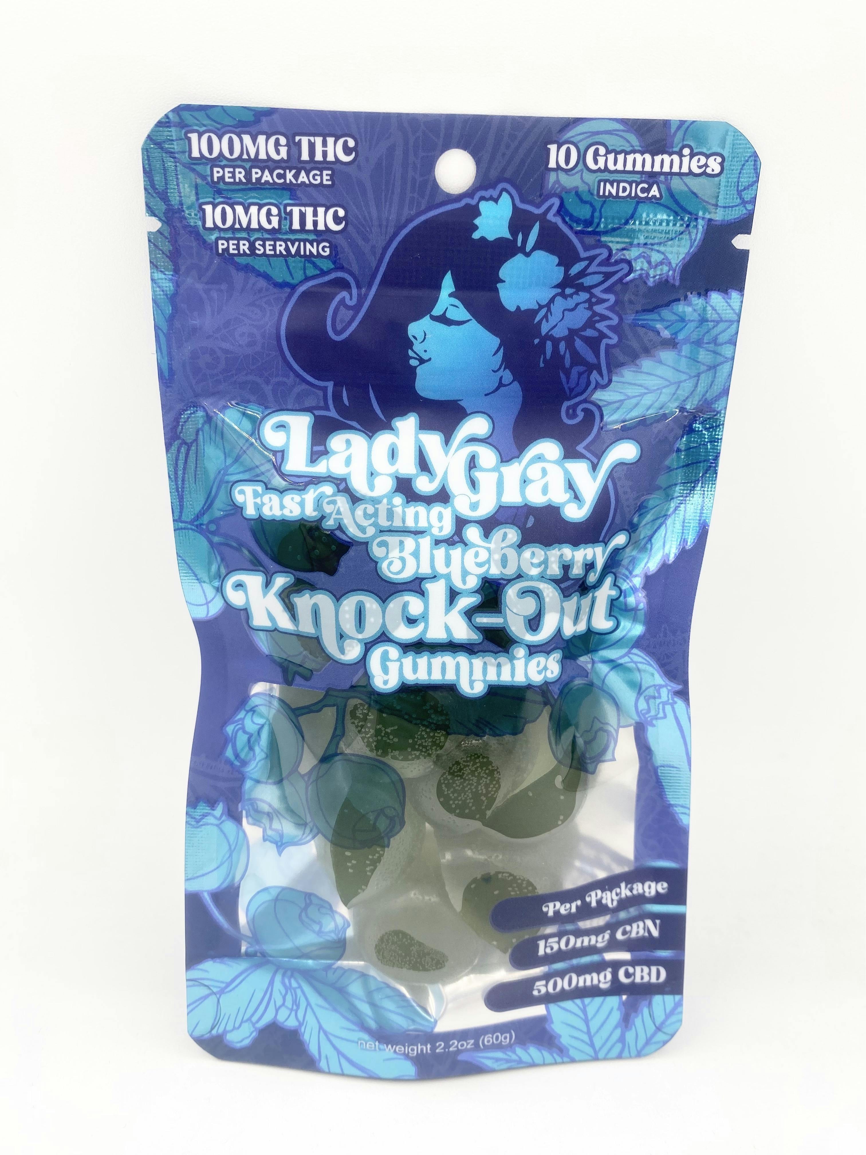 Fast Acting Blueberry Knock-Out Gummies 100mg - Lady Gray cannabis product