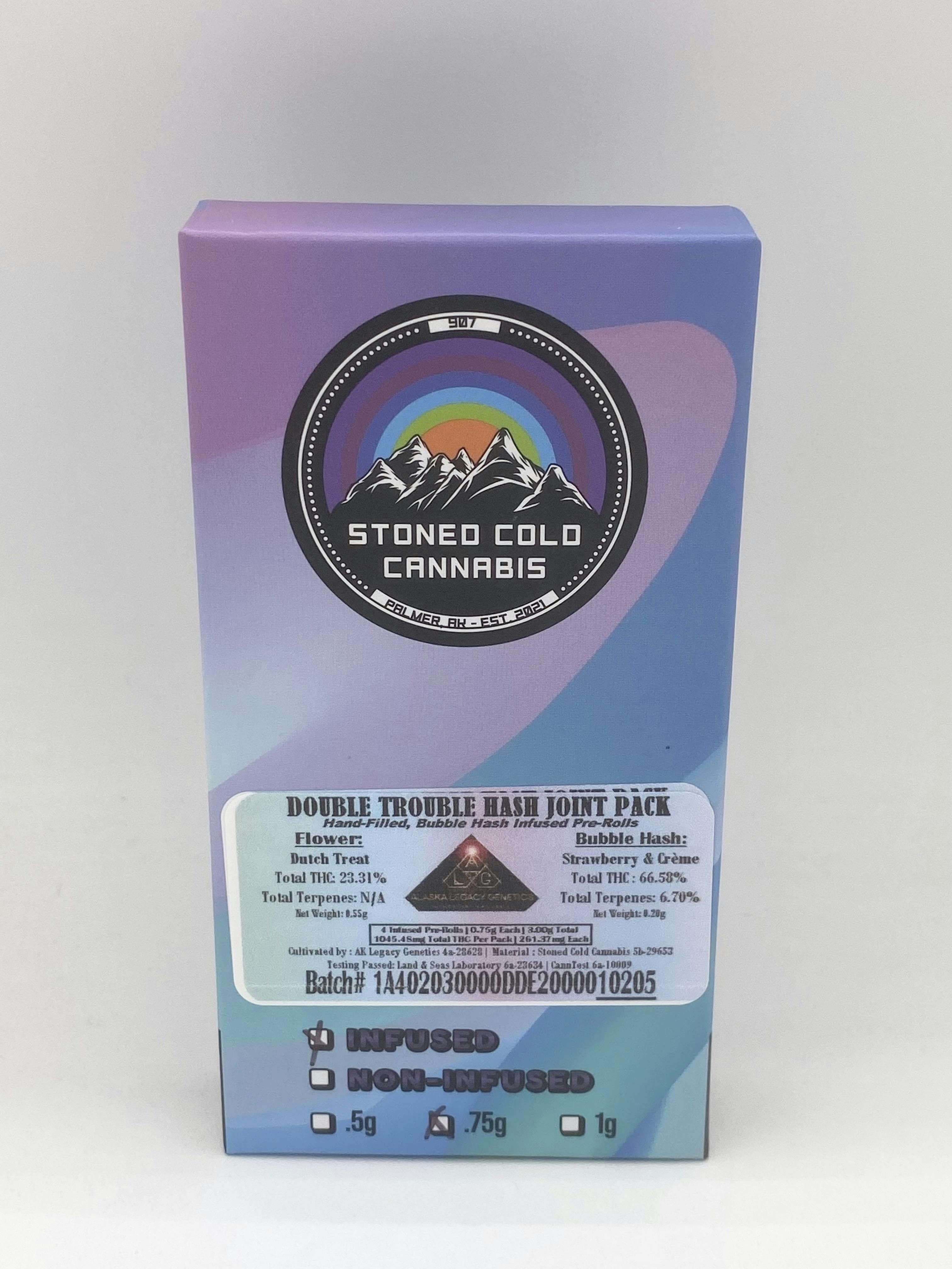 Double Trouble Hash Infused Joint 4 pack Dutch Treat x Strawberry & Cream - Stoned Cold