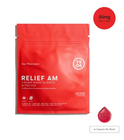 RELIEF AM SOUR WATERMELON (2.5:3:2:1) (THC:CBD:CBG:CBC) 4PK (100MG)
