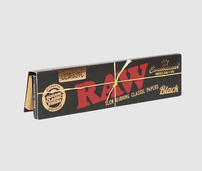 raw black connoisseur king size + tips - One Size