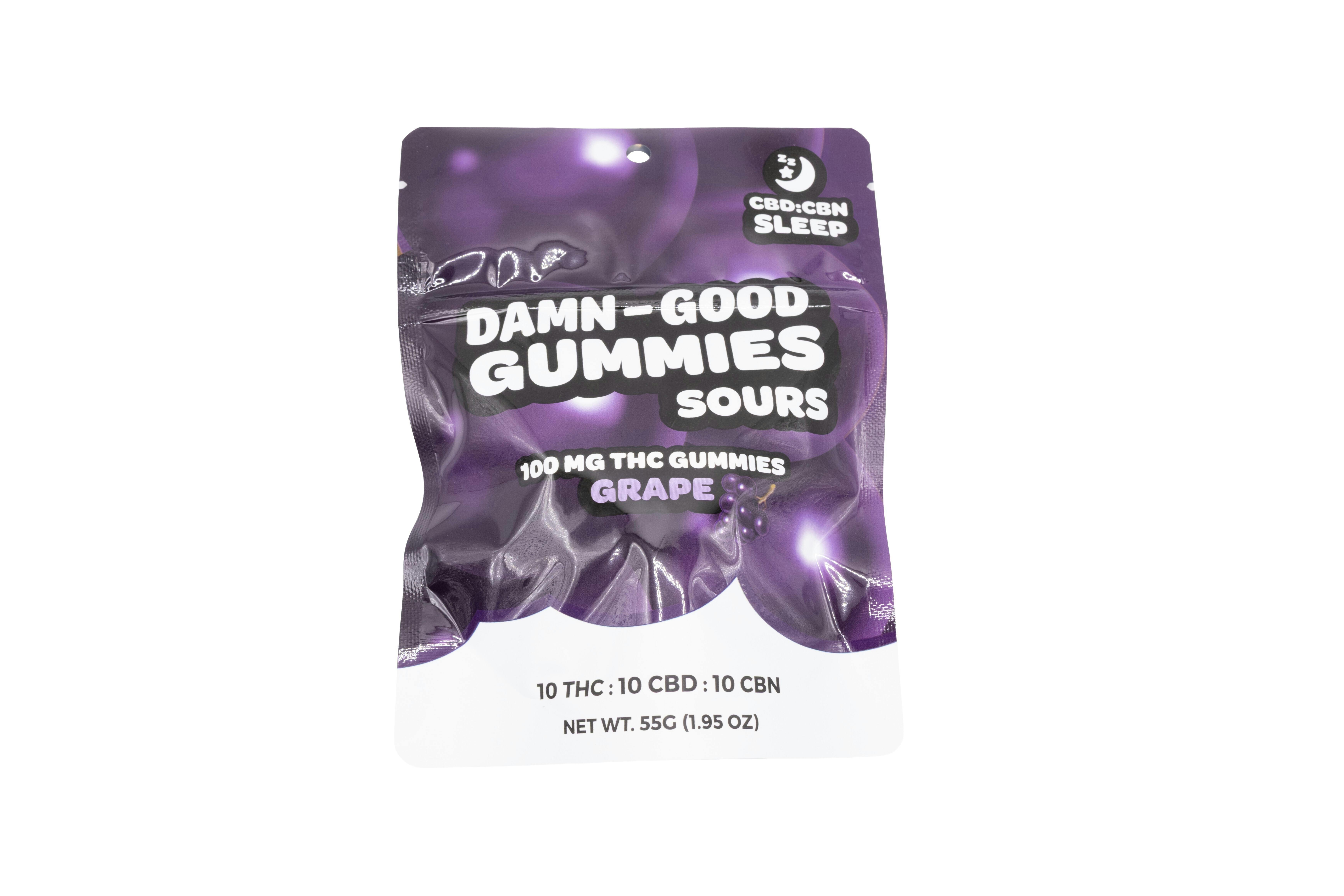 Damn Good Sleep Gummies 100 MG Grape 1:1:1   10pk