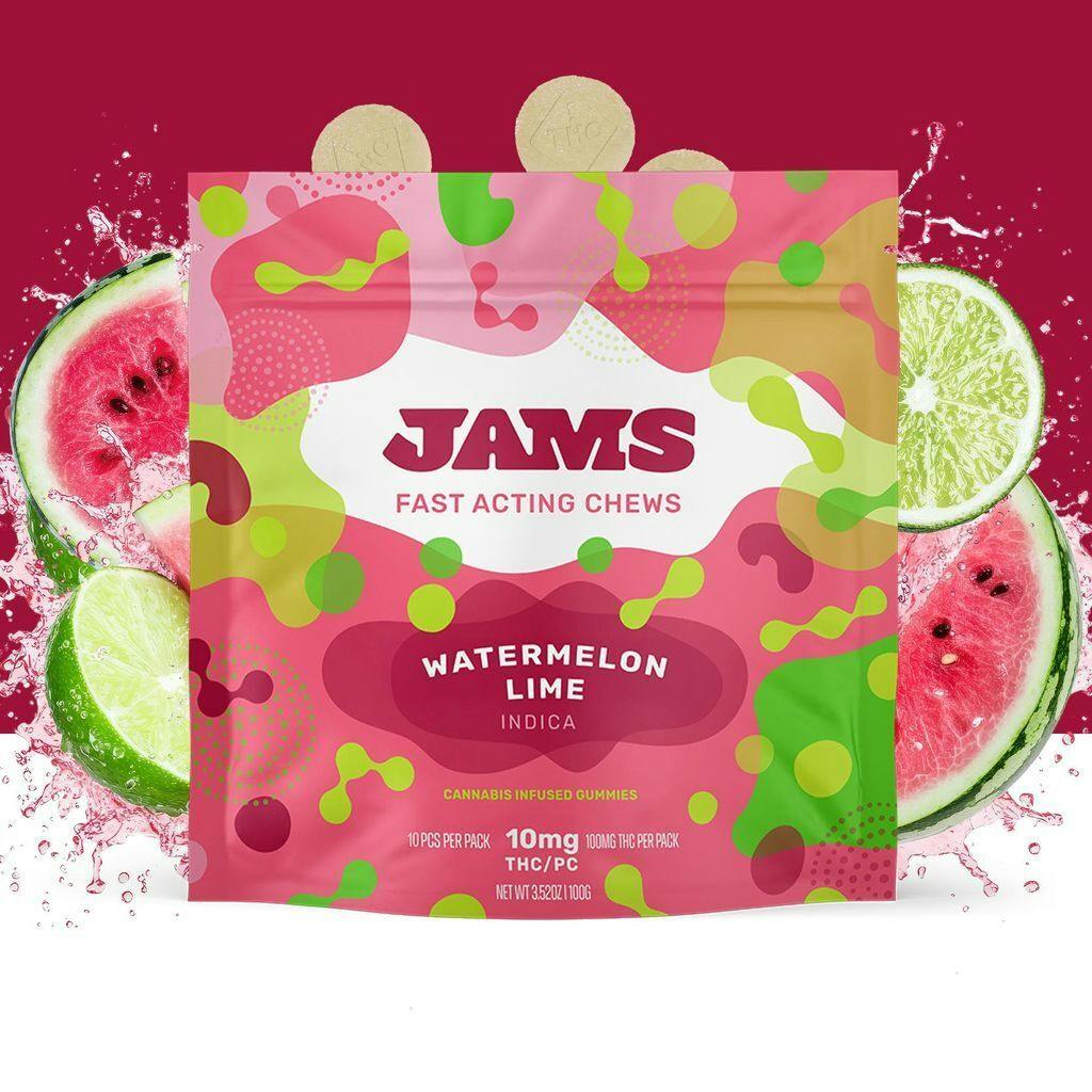 JAMS Watermelon Lime Fast-Acting Fruit Chew 10mg ea | 10-Pack