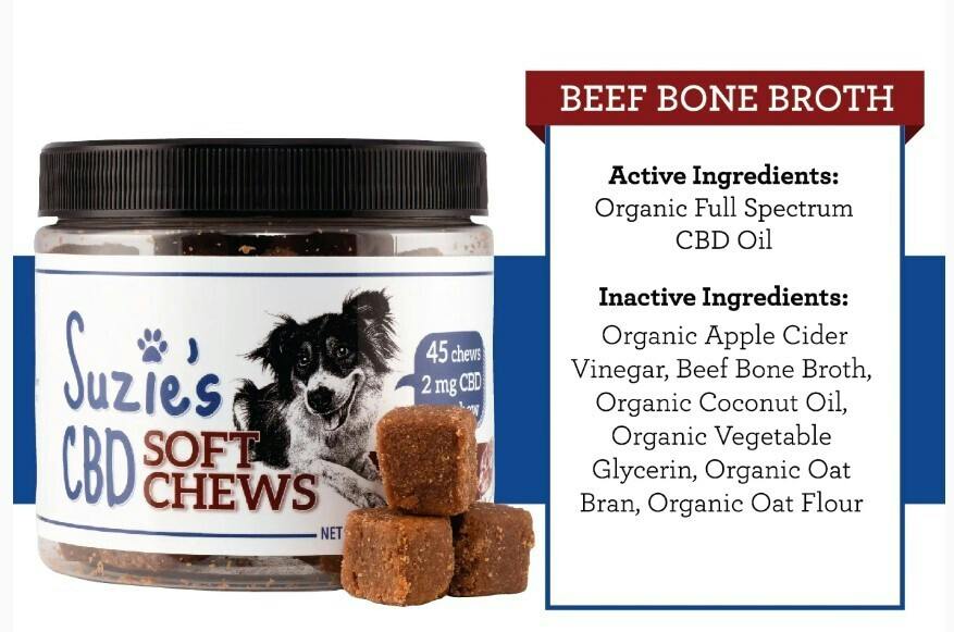 Suzies CBD Soft Chews - Beef Bone Broth (45 x 2 mg Pieces)