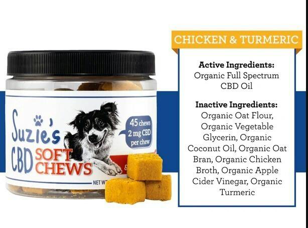 Suzies CBD Soft Chews - Chicken Tumeric (45 x 2 mg Pieces)