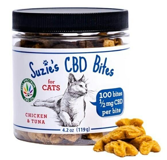 Suzies CBD Bites for Cats - Chicken and Tuna (100 x 1/2 mg Bites)