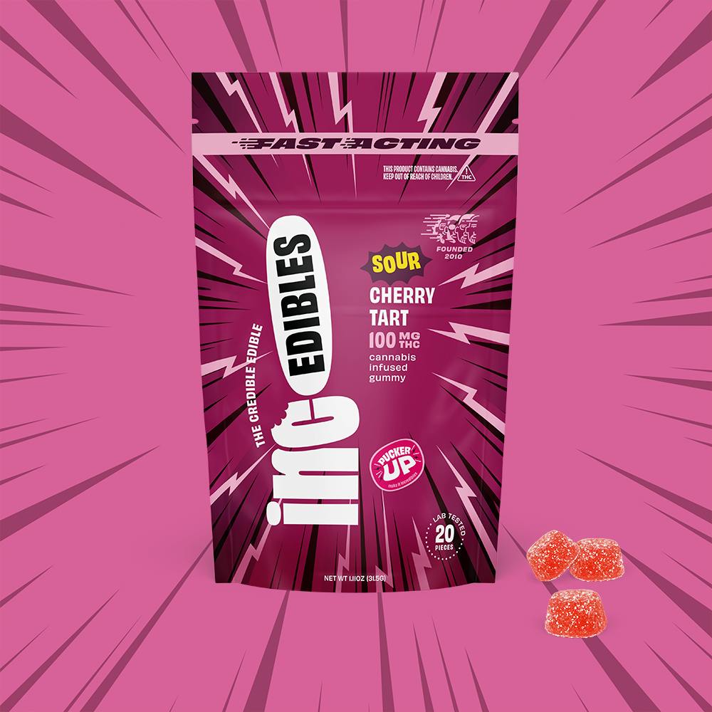 Inc.Edibles Sour Cherry Tart Gummy 100mg [20pk] at Zen Leaf Cannabis Dispensary