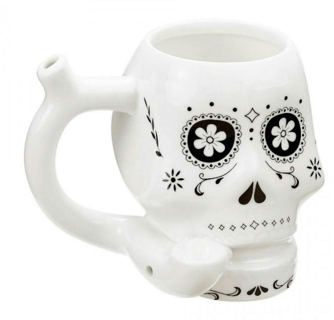 Skull Mug Pipe | White