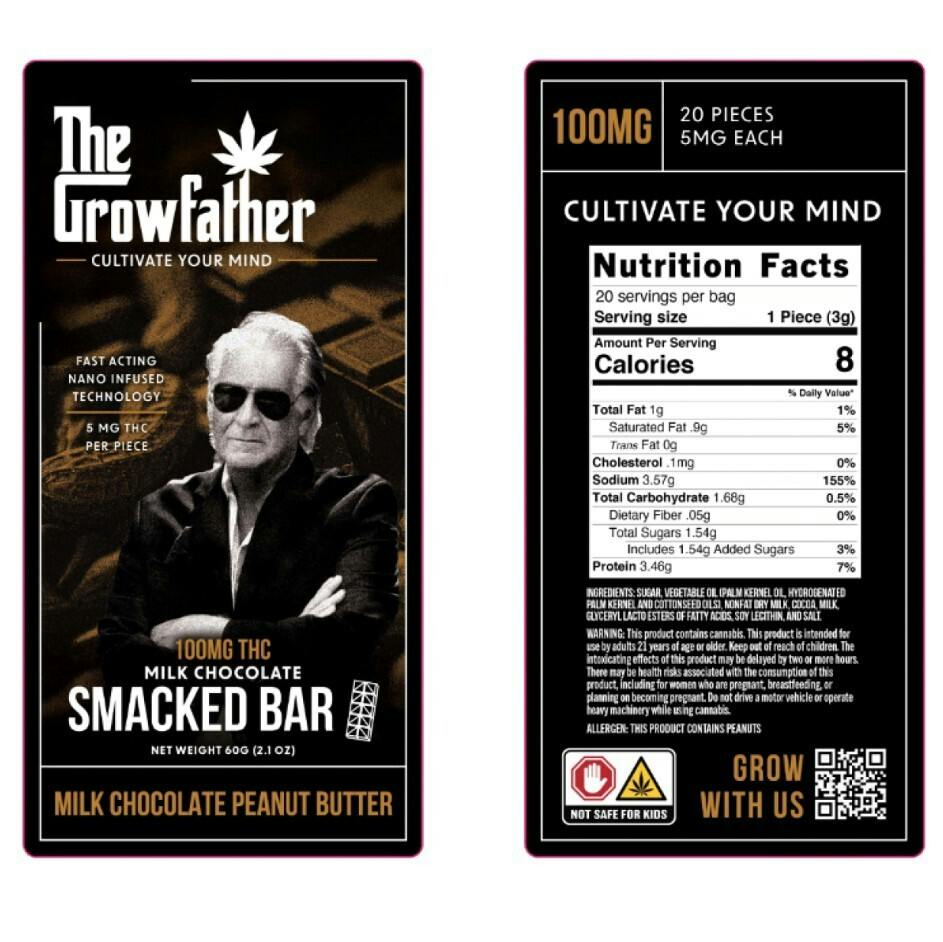 Smacked Bar Peanut Butter Cup Chocolate Bar - Hybrid - 100 mg