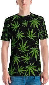 Black Green Weed Leaf All Over Print Shirt