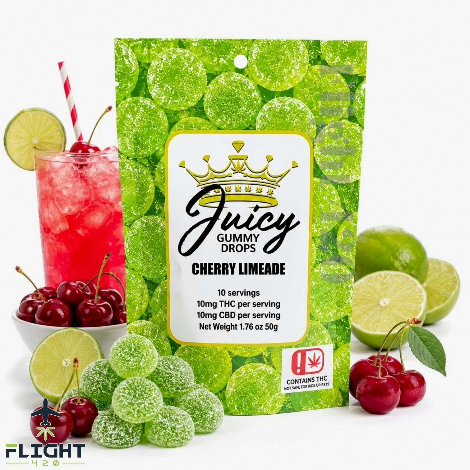 Juicy Gummy Drops 100mg 1:1 Cherry Limeade