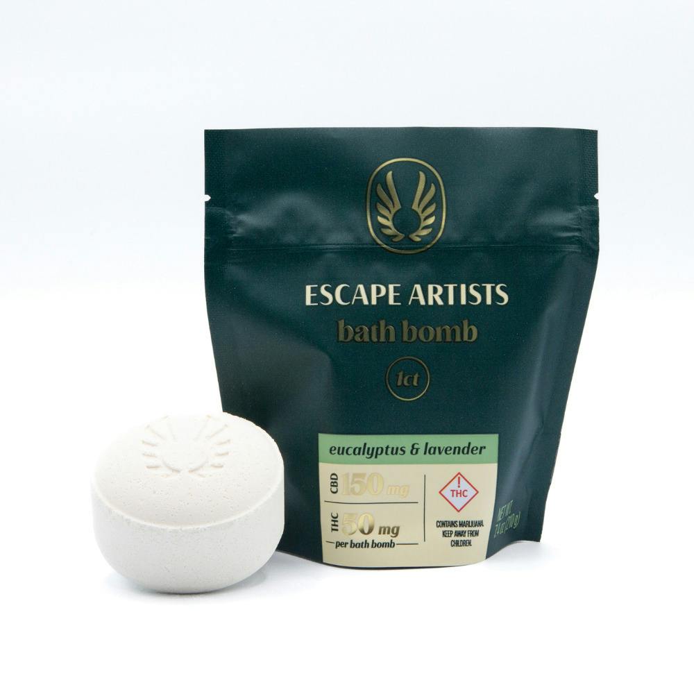 Escape Artists Bath Bomb 150mg CBD:50mg THC - Eucalyptus & Lavender