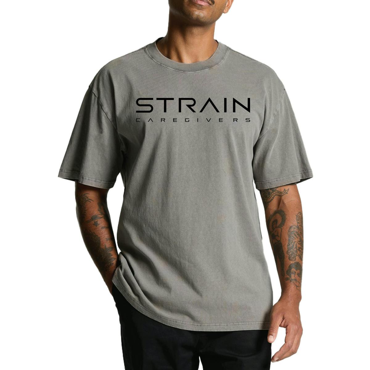 Strain Caregivers - Strain Men's Heavy Faded Tee - Grey - Medium