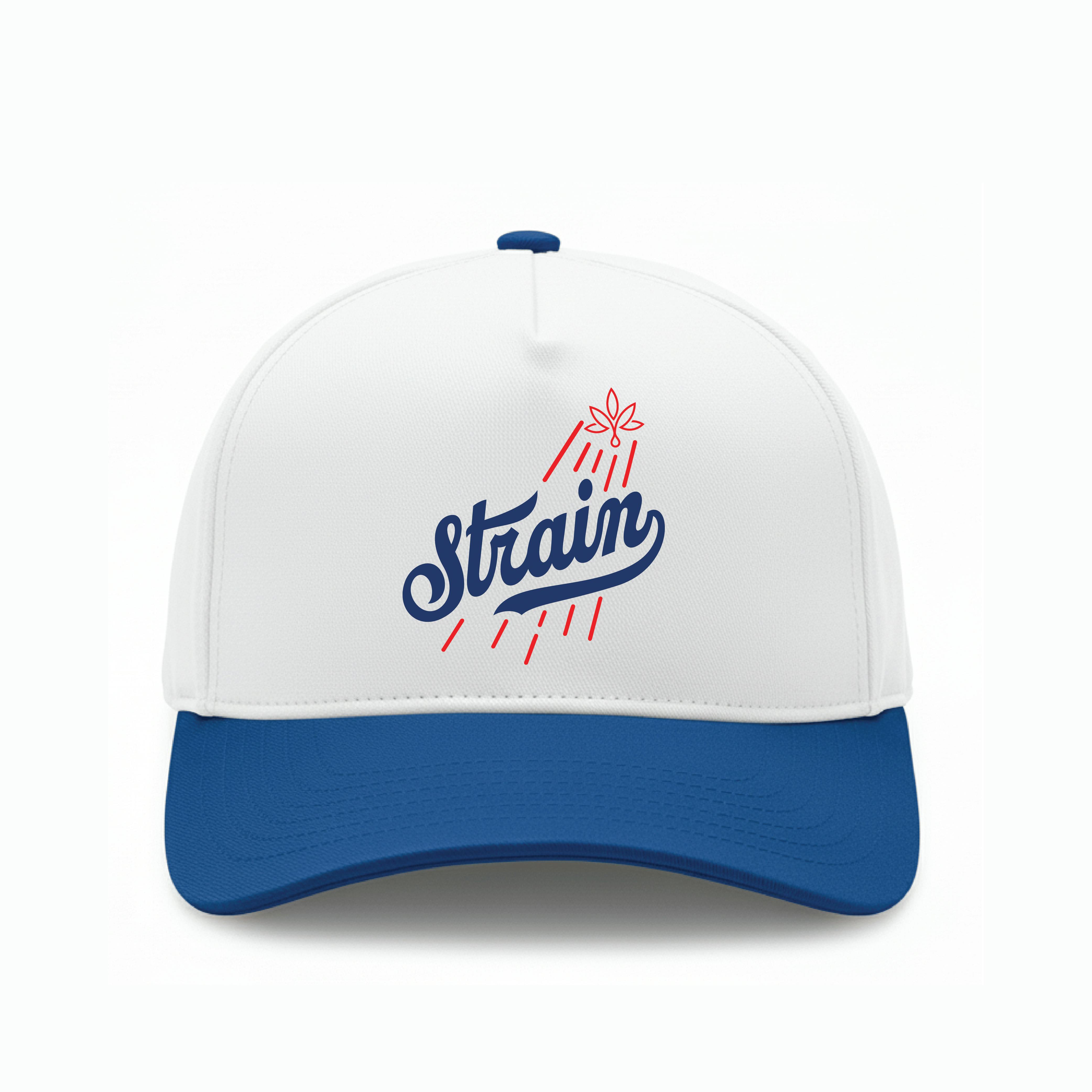 Strain Caregivers - Strain Baseball Two-Tone Snapback Hat - White/Blue
