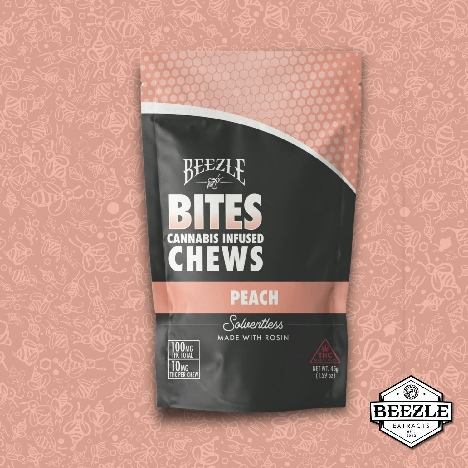 Beezle Bites | Peach | Solventless Rosin Chews [10mg] 10pk
