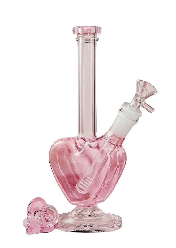 Pink Heart Bong 9"