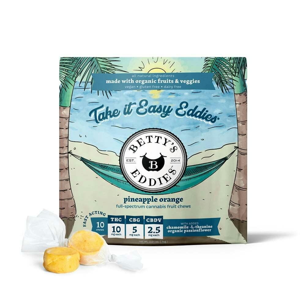 Easin’ Eddies Pineapple Orange [10pk] (100mg THC/50mg CBG/25mg CBDV) Stress Relief Fruit Chews | ...