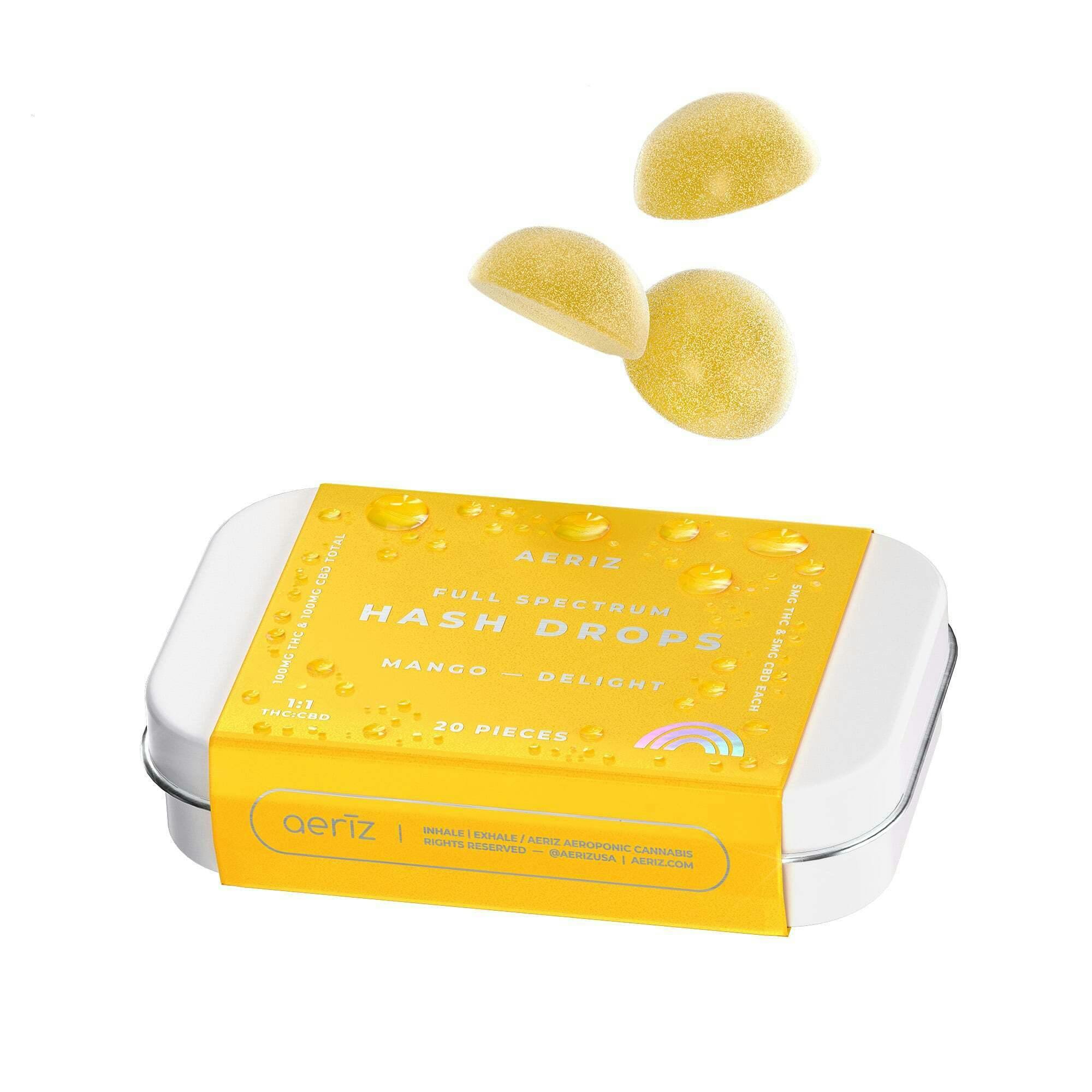 Mango Delight [20pk] (100mg THC/100mg CBD) | Aeriz - Full Spectrum Hash Drops