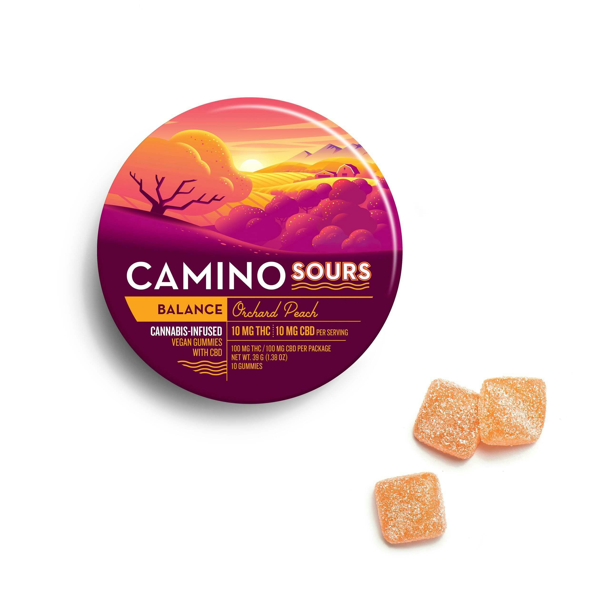 10:10 'Balance' Orchard Peach [10pk] (100mg CBD/100mg THC) | Camino - Sour Gummies