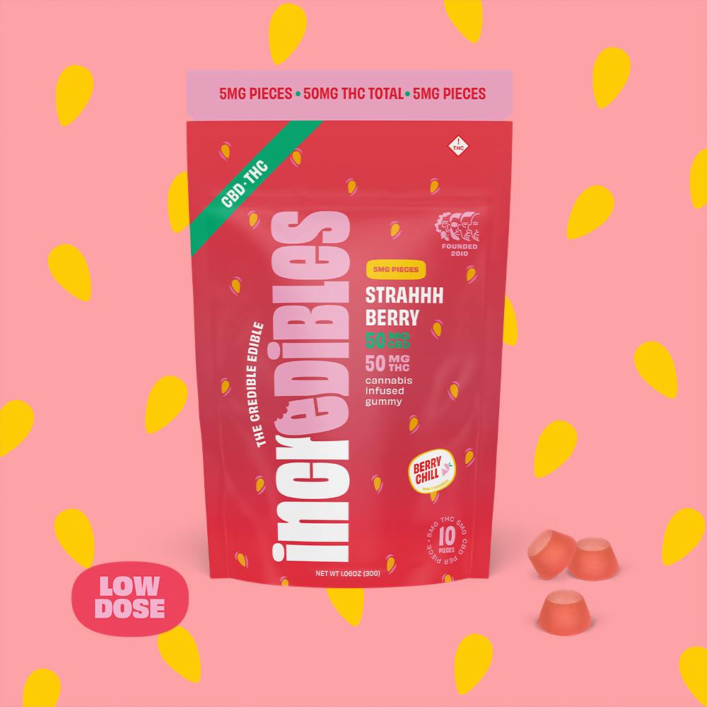 1:1 Strahhhberry + CBD Low Dose [10pk] (50mg CBD/50mg THC) | incredibles - Gummies