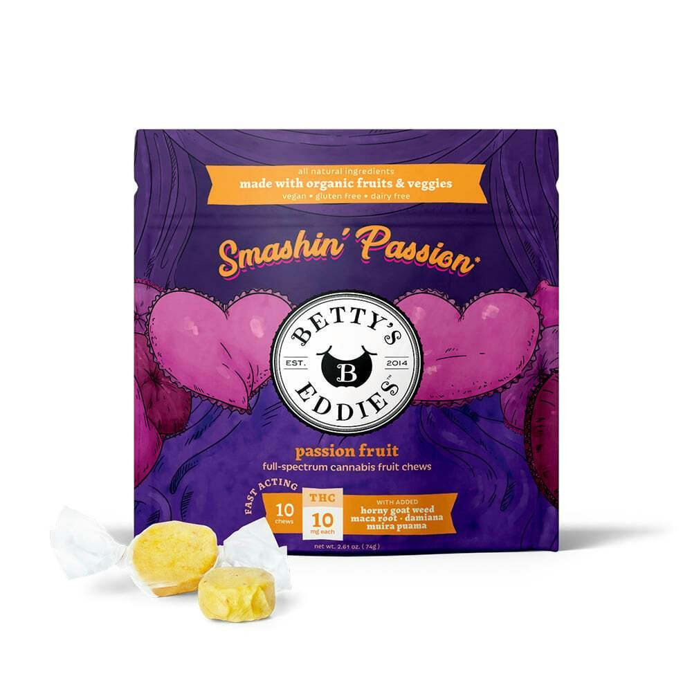 Smashin’ Passion Passion fruit [10pk] (100mg THC) Aphrodisiac Fruit Chews | Betty's Eddies - Frui...