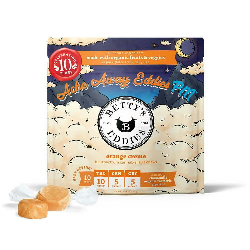 Ache Away Eddies PM Orange Creme [10pk] (100mg THC/50mg CBN/50mg CBC) | Betty's Eddies - Fruit Chews
