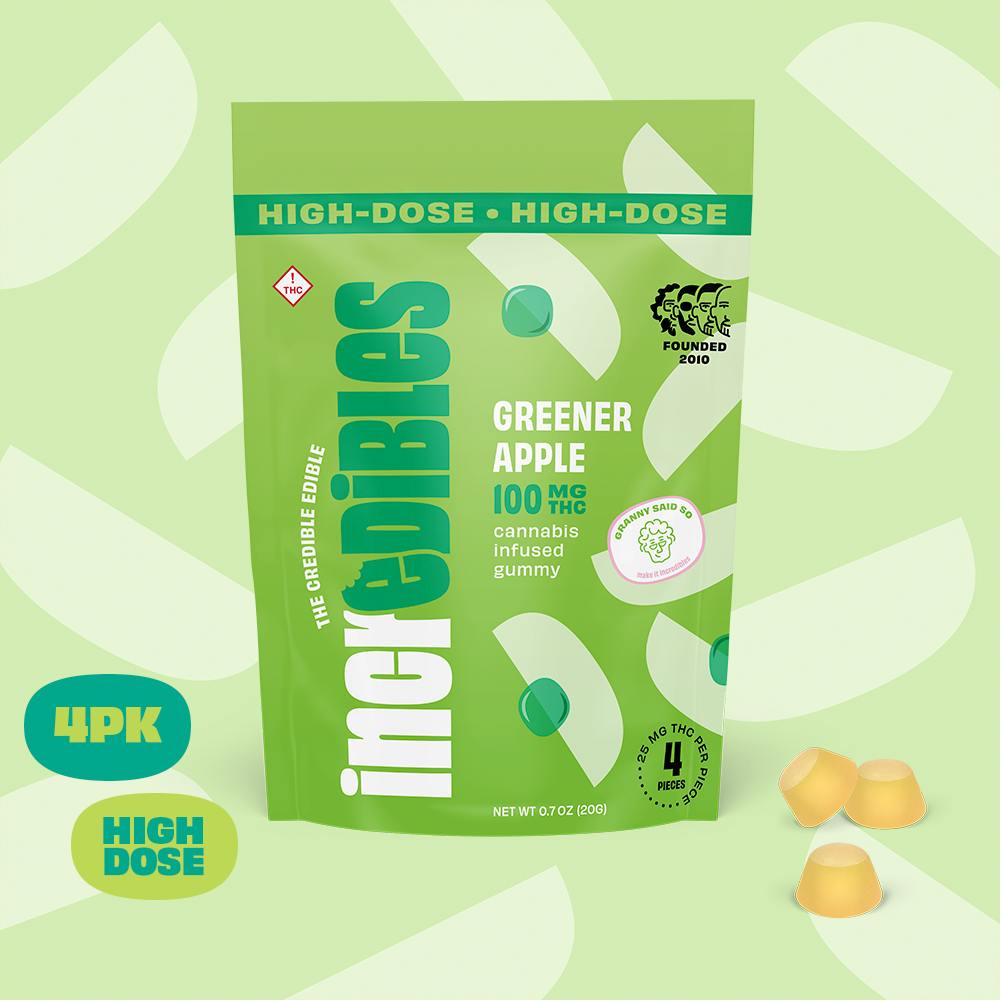 Greener Apple High Dose [4pk] (100mg) | incredibles - Gummies
