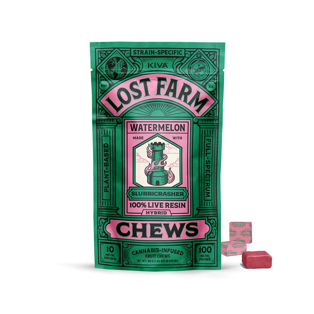 Watermelon x Slurricrasher [10pk] (100mg) | Lost Farm - Live Resin Fruit Chews